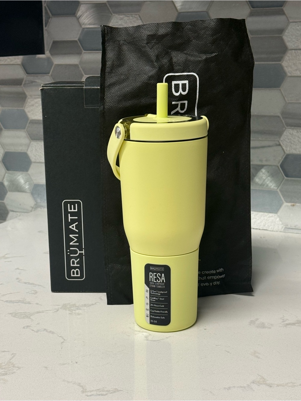 BrüMate Resa Travel Water Bottle & Tumbler in Lemon Yellow